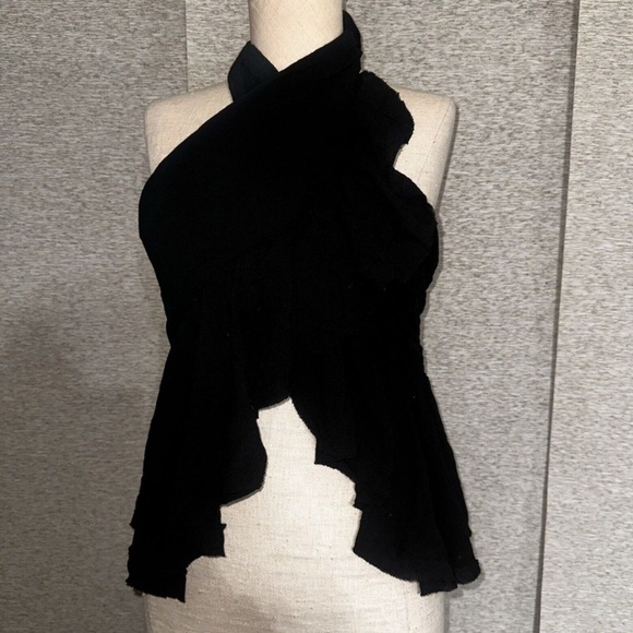 FREE PEOPLE Halter Top Faux Wrap Open Front Ruffle Front large - Picture 7 of 9